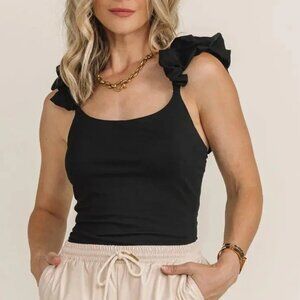 Black ruffle bodysuit